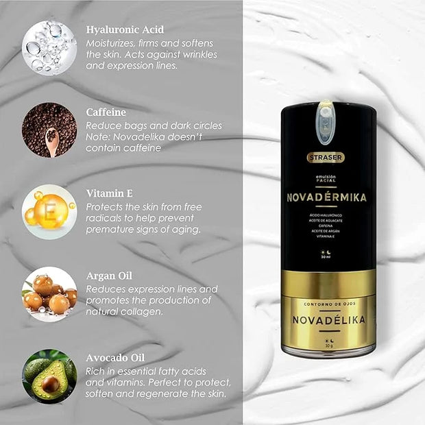 Novadérmika & Novadélika 2in1. Facial Emulsion and Eye Contour - Nourishes, Hydrates, Rejuvenates and leave your Skin with...