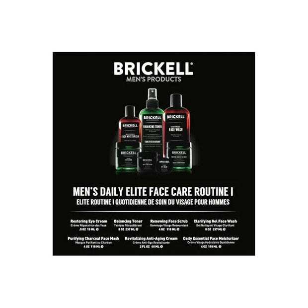 Brickell Men's Daily Elite Face Care Routine I, Toner, Gel Facial Wash, Face Scrub, Anti-Aging Night Cream, Eye Cream, Cha...