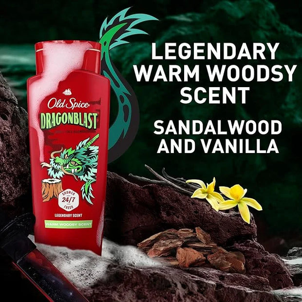 Old Spice Cleansing Body Wash for Men, 3X Defense, 24/7 Shower Fresh with Lasting Scent, 2-in-1 Body & Face Wash, Dragonbl...