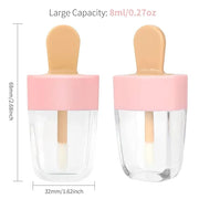 RONRONS Lip Gloss Tubes, 15 Pieces Pink Ice-cream Shaped Empty Lip Gloss Containers Cute Mini Lipgloss Tubes with Wand for...