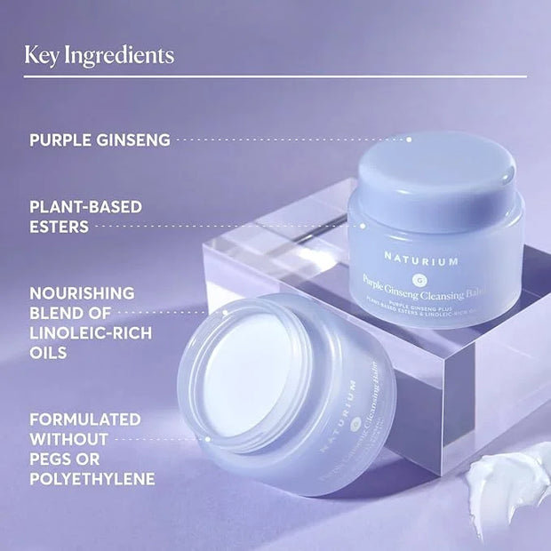 Naturium Purple Ginseng Cleansing Balm Plus Plant-Based Esters & Linoleic-Rich Oils, Smoothing Face Wash, 3.0 oz - Product...