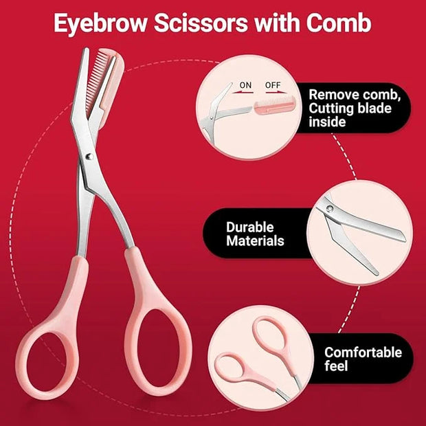 TsMADDTs Tweezers for Women Facial Hair, 8 in 1 Eyebrow Kit with Tweezers, Eyebrow Trimmer Scissors, Razor, Brush with Tra...
