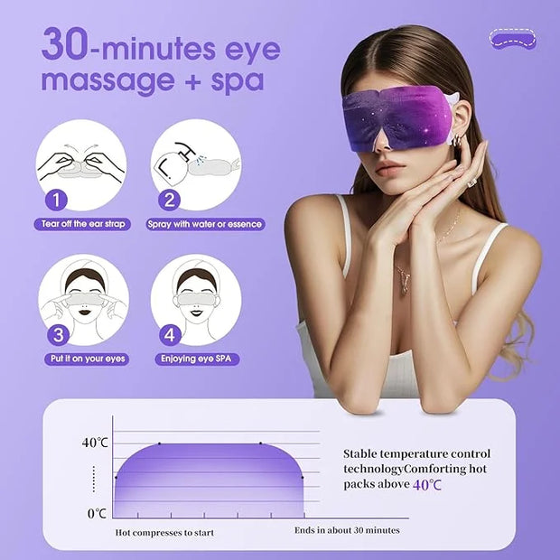 Microcurrent Steam Eye Mask, Self Heated Warm Compress For Fast Relief 7Pcs - Product Image