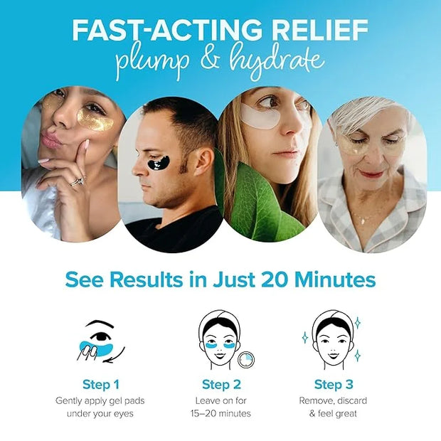 Ice Water EYES by ToGoSpa – Premium Anti-Aging Collagen Gel Pads for Puffiness, Dark Circles, and Wrinkles – Under Eye Rej...