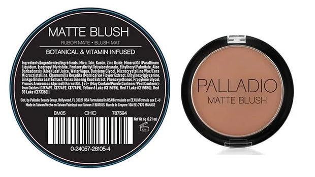 Palladio Matte Blush, Brushes onto Cheeks Smoothly, Soft Matte Look and Even Finish, Flawless Velvety Coverage, Effortless...