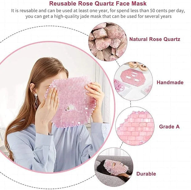 ideayard Jade Mask, Rose Quartz Face Cold Mask for Headache Relief Mask, Weight Compress Mask Cover Eye for Puffy Eyes, Te...