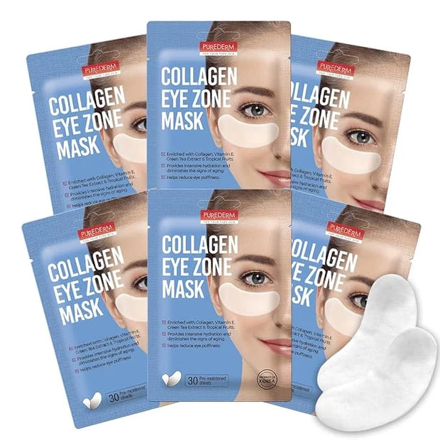 Purederm Deluxe Collagen Eye Mask Collagen Pads For Women 2+4 Pack Of 30 Sheets/Natural Eye Patches With Anti-aging and Wr...