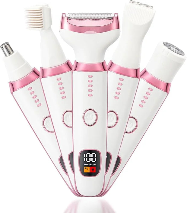 Electric Razors Shavers for Women, Bikini Trimmer 5 in 1 Electric Shaver Razor for Women Wet/Dry Face Razors for Face Nose...