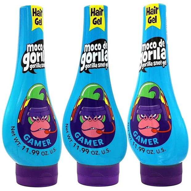 Moco de Gorila Gamer, Hair Styling Gel, Long-Lasting Hold, Reactivatable with Water, 3-Pack of 11.92 Oz Each, 3 Squeezable...