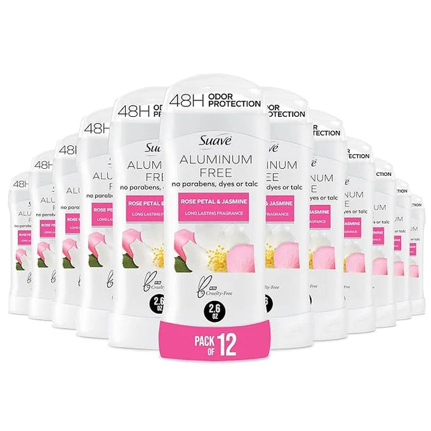 Suave Aluminum Free Deodorant for Women, Rose Petal and Jasmine, 48-Hour Odor Protection, Free of Talc, Parabens & Dyes 2....