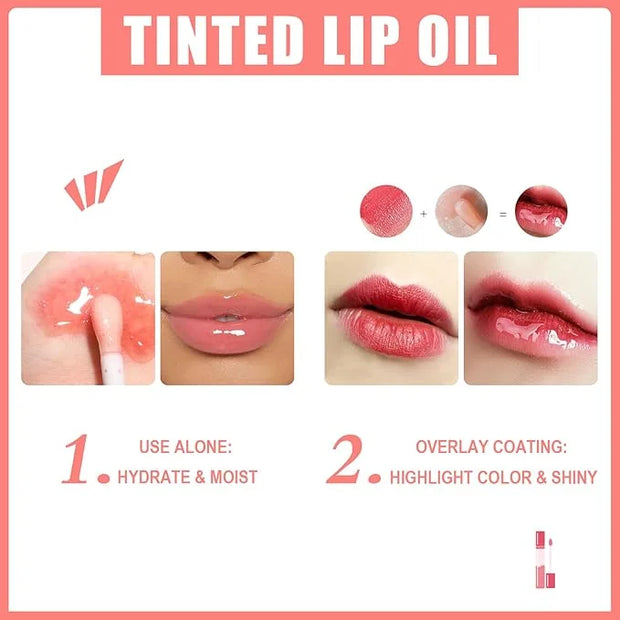 Hydrating Lip Glow Oil Long-Lasting Nourishing Lip Gloss Moisturizing Non-Sticky Plumping Lip Stain Tinted Cherry Oil Lip ...