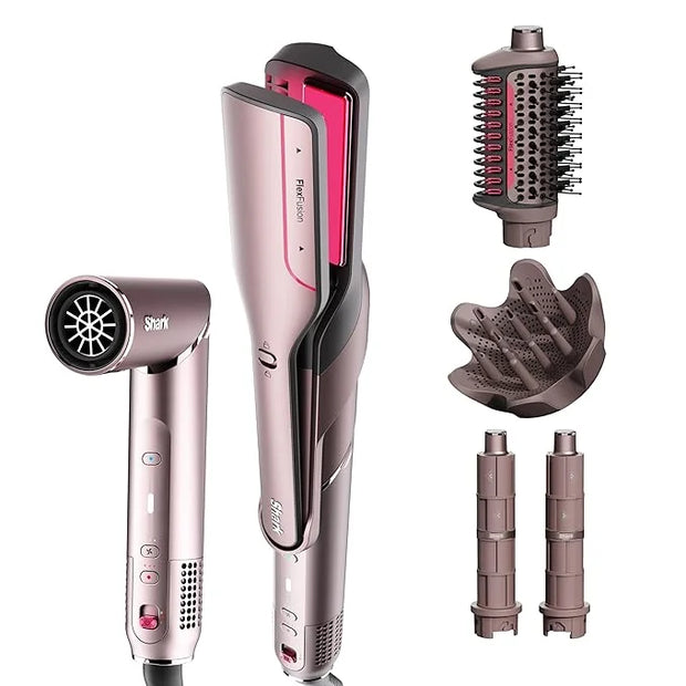 Shark FlexFusion Hair Straightener & Powerful Hair Dryer with Diffuser, Fusion Hair Brush, Ceramic Air Styler with Auto-Wr...