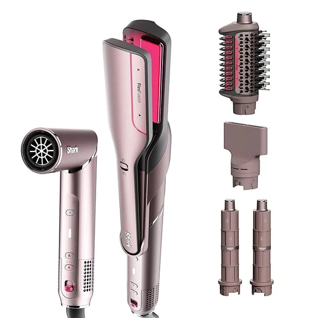 Shark FlexFusion Hair Straightener & Powerful Hair Dryer with Fusion Hair Brush, Ceramic Air Styler with Auto-Wrap Hair Cu...