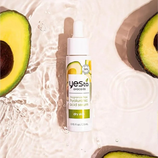 Yes To Avocado Fragrance-Free Bundle, Daily Cream Cleanser, Hyaluronic Acid Serum, Nourishing Daily Hand Cream & Lip Balm,...