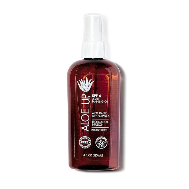 Aloe Up Light Tanning Oil With SPF 6 Sunscreen - Body and Face Tanning Oil for Outdoor Sun - With Pure Aloe Vera Oil and N...