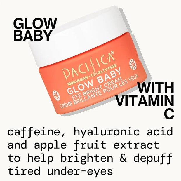 Pacifica Glow Baby Brightening Eye Cream – Vitamin C Under Eye Cream for Dark Circles & Puffiness, Caffeine-Infused Eye Br...