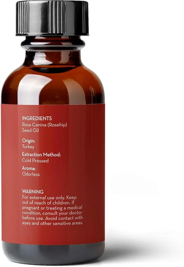 Pure Body Naturals Rosehip Facial Oil, 1 fl oz - for Face, Nails, Hair and Skin - Cold Pressed and Unrefined Moisturizing ...