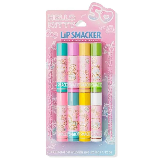 Lip Smacker Hello Kitty 50th Anniversary 8-Piece Lip Balm Party Pack - Super Sweet Flavors, Moisturizing, Sweet Silky Smoo...