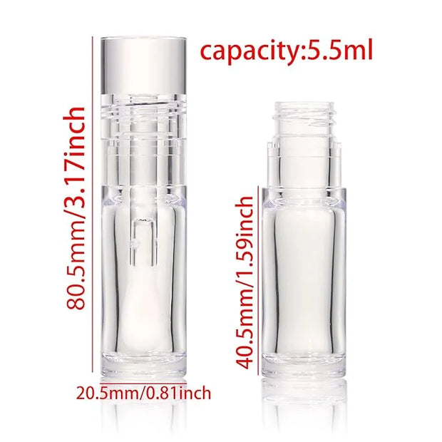 COSIDEA 18pcs Empty 5.5ml Round Clear PETG lip gloss tubes thick wand lipgloss tube container for lip oil - Product Image