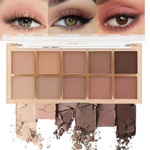 evpct 10 Colors Matte Nude Eye Shadow Palette Makeup for Older Women, Nude Brown Pink Cocoa Taupe Mauve Neutral Matte Crea...