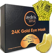 24K Gold Under Eye Mask Treatment - Corrects Puffy Eyes, Dark Circles - Reduces Wrinkles, Fine Lines and Hydrates Your Ski...