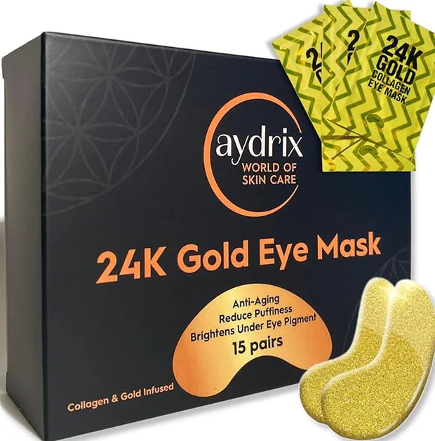 24K Gold Under Eye Mask Treatment - Corrects Puffy Eyes, Dark Circles - Reduces Wrinkles, Fine Lines and Hydrates Your Ski...