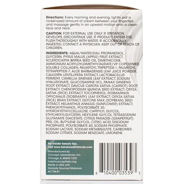 Advanced Clinicals Collagen Cream Gel-Like Facial Lotion | Collagen Peptide + Hyaluronic Acid Moisturizer For Face Helps H...
