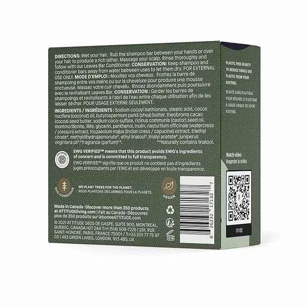 ATTITUDE Hydrating Shampoo Bar, Natural Origin, Ideal for Dry, Damaged Hair, Castor Oil, EWG Verified & Clean ingredients,...