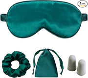 Silk Satin Sleeping Eye Mask, Dark Green Sleep Eye Mask Night Blindfold for Women and Men, Soft Breathable Blackout Eyesha...