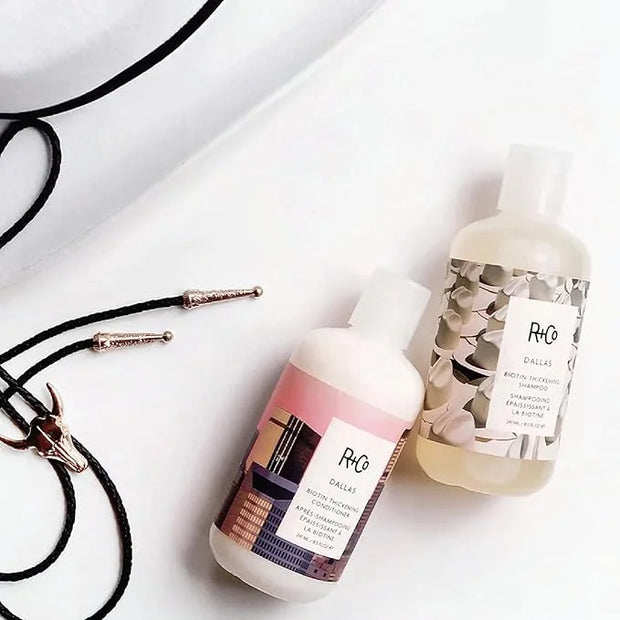 R+Co | Travel Size | Dallas Biotin Shampoo and Conditioner Set | TSA Approved | Weightless Hydration + Strengthens + Enhan...