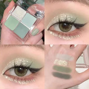 Matte Light Green Glitter Eye Shadow Makeup Palette 4 Colors, Highly Pigmented Mint And Seafoam Green Waterproof Eyeshadow...