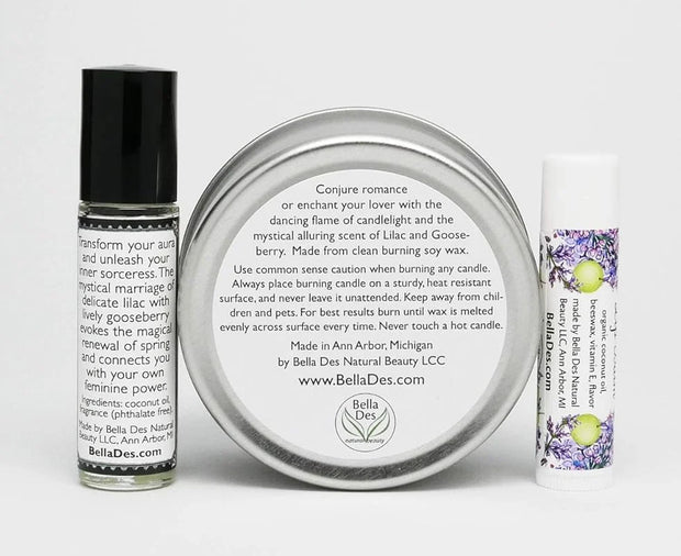 Lilac & Gooseberry Gift Set | Perfume with Soy Candle Tin and Lip Balm | Full Size Products | Yennefer Scent of a Sorceres...