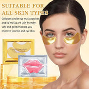 CAHIUYOA 30PCS Lip Mask and Under Eye Masks Set,Pink Lip Masks for Dry Lips 24K Gold Eye Patches for Puffy Eyes,Effective ...