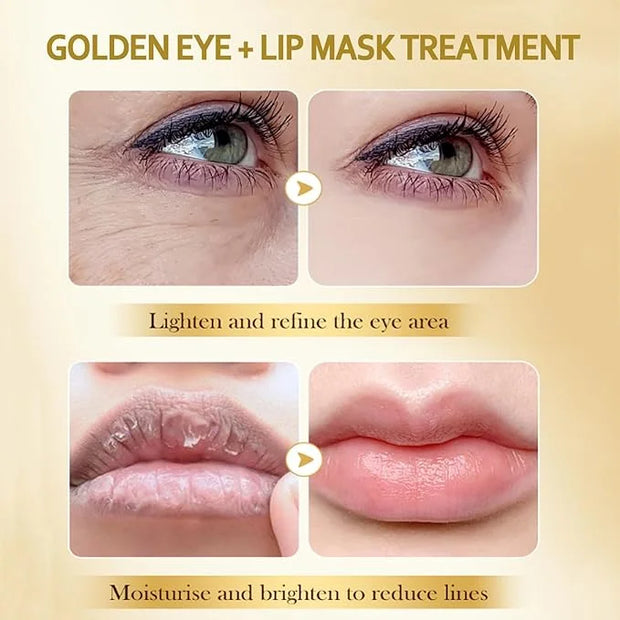 30 Pairs Lip Masks & 24K Gold Eye Masks, Crystal Collagen Eye Patches for Puffy Eyes, Gold Under Eye Mask for Puffy Eyes a...