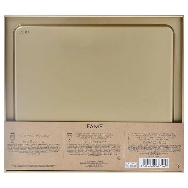 Fame by Paco Rabanne for Women - 3 Pc Gift Set 2.7 oz EDP Spray, 0.34oz EDP Spray, 3.4oz Body Lotion - Product Image