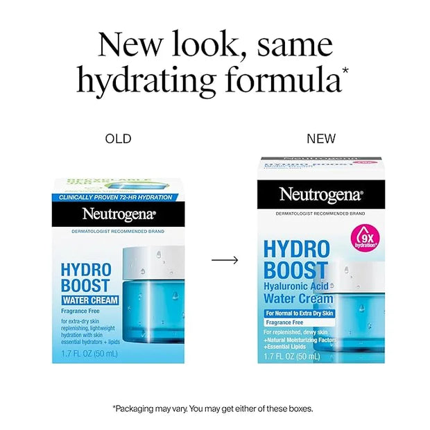 Neutrogena Hydro Boost Skincare Set, Hydro Boost Fragrance Free Water Cream Face Moisturizer, 1.7 fl oz, & Trial Size Hydr...