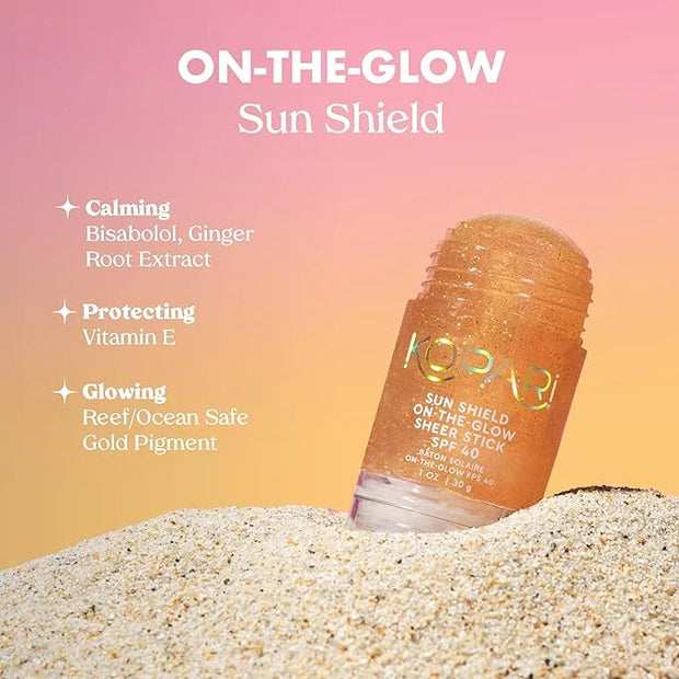 Kopari Sun Shield On-The-Glow Sheer Sunscreen Stick SPF 40, Sweat and Water Resistant Roll On Sunscreen For Face and Body ...