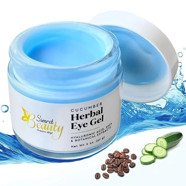 Eye Cream for Dark Circles, Anti-Aging Herbal Eye Gel with Hyaluronic Acid, Caffeine, Coffee, and Shea - Best for Puffines...