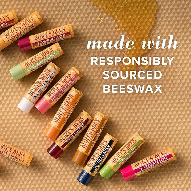 Burt's Bees Lip Balm - Pomegranate, Lip Moisturizer With Responsibly Sourced Beeswax, Tint-Free, Natural Origin Conditioni...