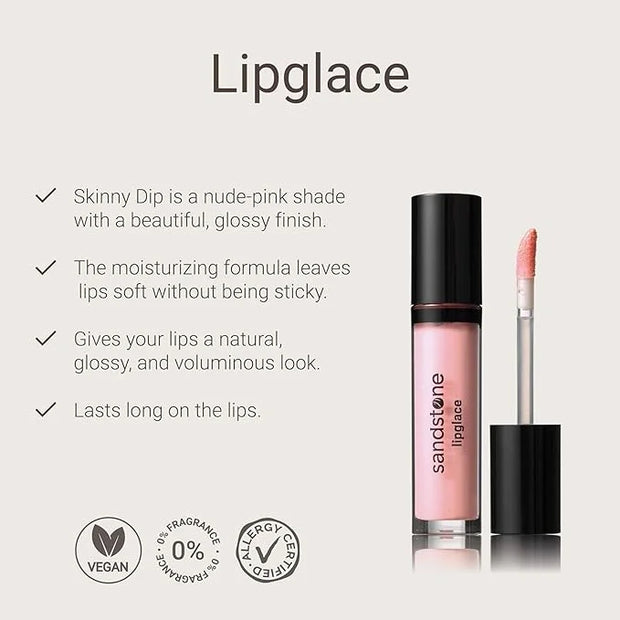 Lipglace - Skinny Dip - Hypoallergenic Vegan Lip Gloss - Fragrance Free & Allergy Certified - Non Sticky & Moisturizing Li...