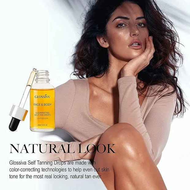 Self Tanning Drops - Sunless Tan for a Sun-Kissed Bronze - Beauty Skin Self Tanner - Gradual Glow for Face and Body - Long...