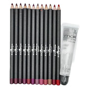 Italia Deluxe Lip Liner Ultra Fine Long-Lasting Pack of 12 and Max Makeup Cherimoya Ultra Fresh Clean Clear Lipgloss Set V...