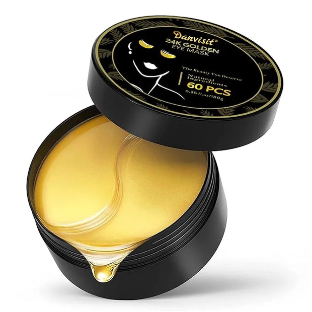 Danvisit 60 Pcs Under Eye Patches: 24K Gold Eye Masks for Dark Circles and Puffiness Anti-Aging & Rejuvenating Hydrogel Ey...