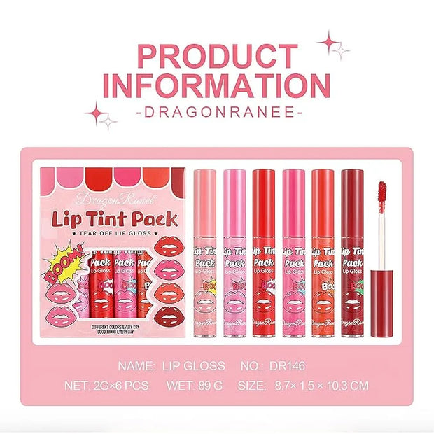 6 Colors Matte Lip Stain, Lip Liner Stain, Peel Off Lip Liner Tattoo, Long Lasting Lip Stain Waterproof for Women Girls Al...