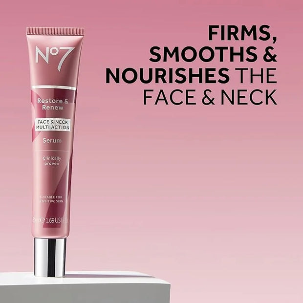 No7 Restore & Renew Face & Neck Multi Action Skincare System - SPF 30 Day Cream with Vitamin C & Collagen Peptides + anti-...