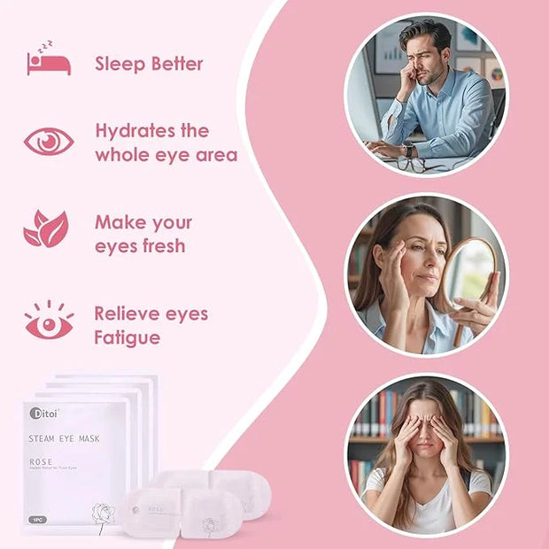 Disposable Hyaluronic Acid Eye Masks for Sleep & Relaxation, Heated Steam Eye Masks for Spa & Travel,Relieving Dry Eyes, D...