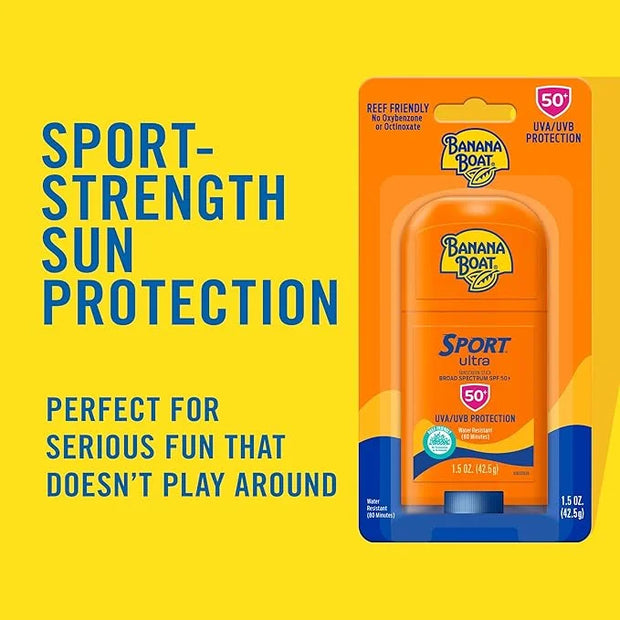 Banana Boat Sport Ultra Sunscreen Stick SPF 50, 1.5oz | Travel Sunscreen, Mini Sunscreen, SPF Stick Sunscreen, Oxybenzone ...