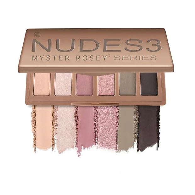 Nudes 3 Series Mini Eyeshadow Palette, Matte & Shimmer Finish, 6 Champagne Mauve & Black Eye Shadows, Travel Friendly Size...