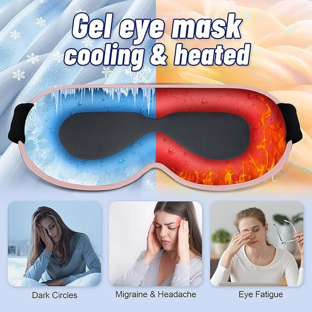 Cooling Gel 3D Sleep Eye Mask-Weighted Blackout Sleep Mask & Cold Compress for Dark Circles, Dry Eyes, and Puffiness - Com...