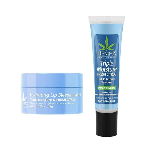 Hempz Hydrating Lip Sleeping Mask - Triple Moisture Fresh Citrus (.70 Oz.) | Overnight Hydrating Lip Balm with Triple Mois...
